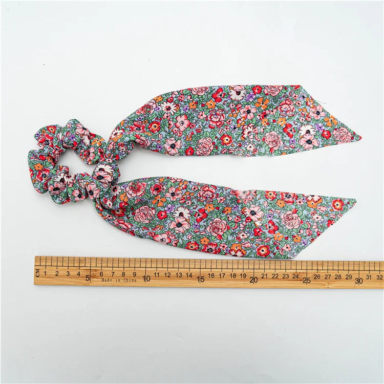 Fashion Leopard Print Bow Satin Long Ribbon Ponytail Scarf