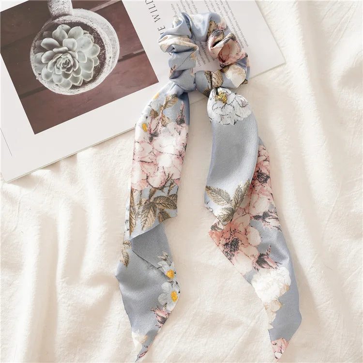 Fashion Leopard Print Bow Satin Long Ribbon Ponytail Scarf