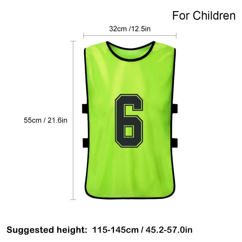 6 12PCS Kid s Football Pinnies Quick Dry Soccer Jersey Youth