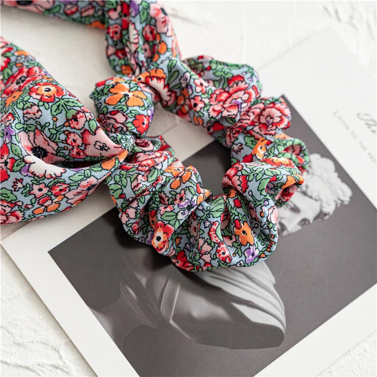 Fashion Leopard Print Bow Satin Long Ribbon Ponytail Scarf