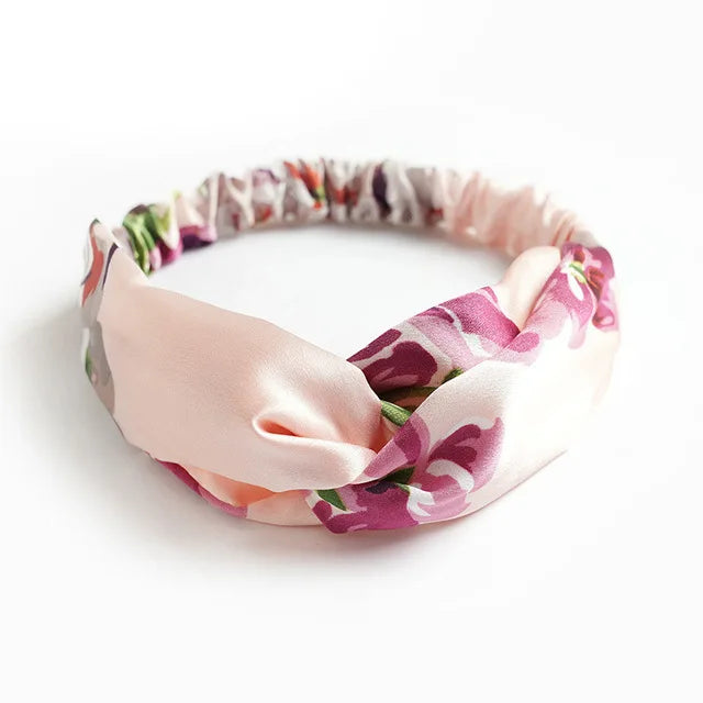 New Boho Women Soft Solid Print Headbands Vintage Cross Knot