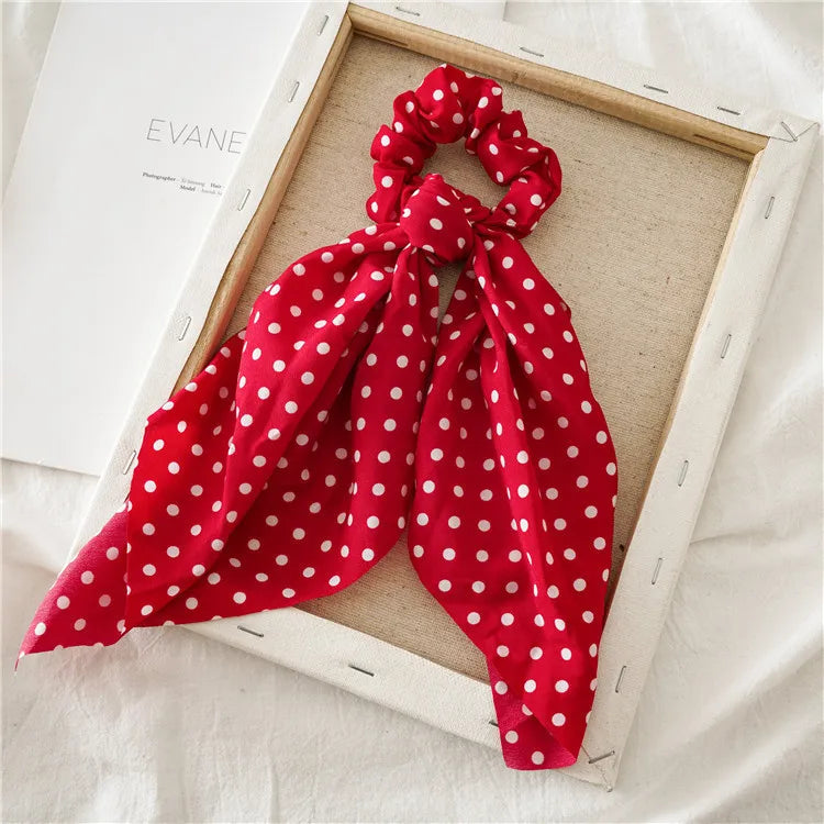 Fashion Leopard Print Bow Satin Long Ribbon Ponytail Scarf