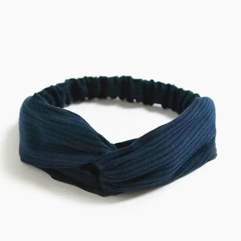New Boho Women Soft Solid Print Headbands Vintage Cross Knot