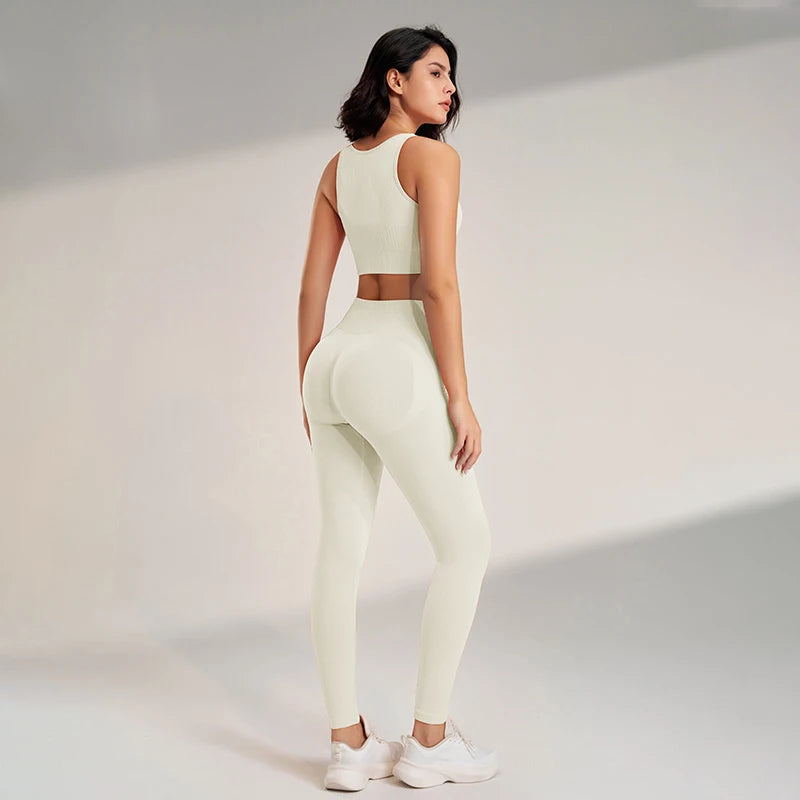 Yoga Clothing Set Women s High Waisted Leggings Top Two