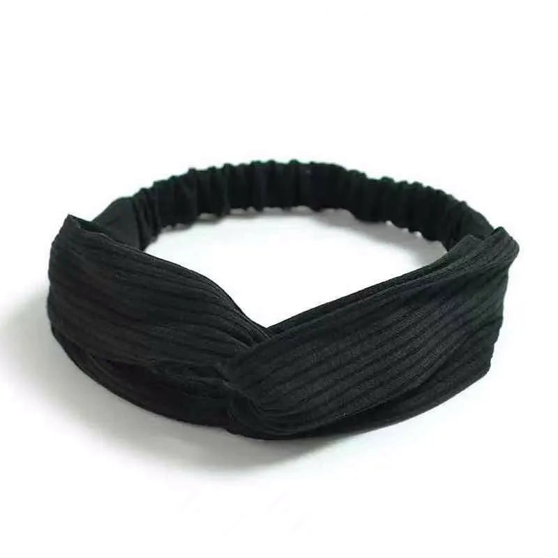 New Boho Women Soft Solid Print Headbands Vintage Cross Knot