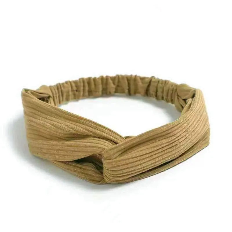 New Boho Women Soft Solid Print Headbands Vintage Cross Knot