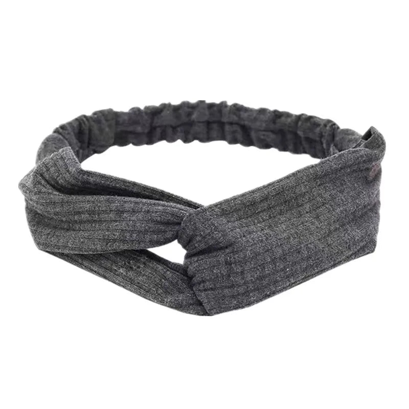 New Boho Women Soft Solid Print Headbands Vintage Cross Knot