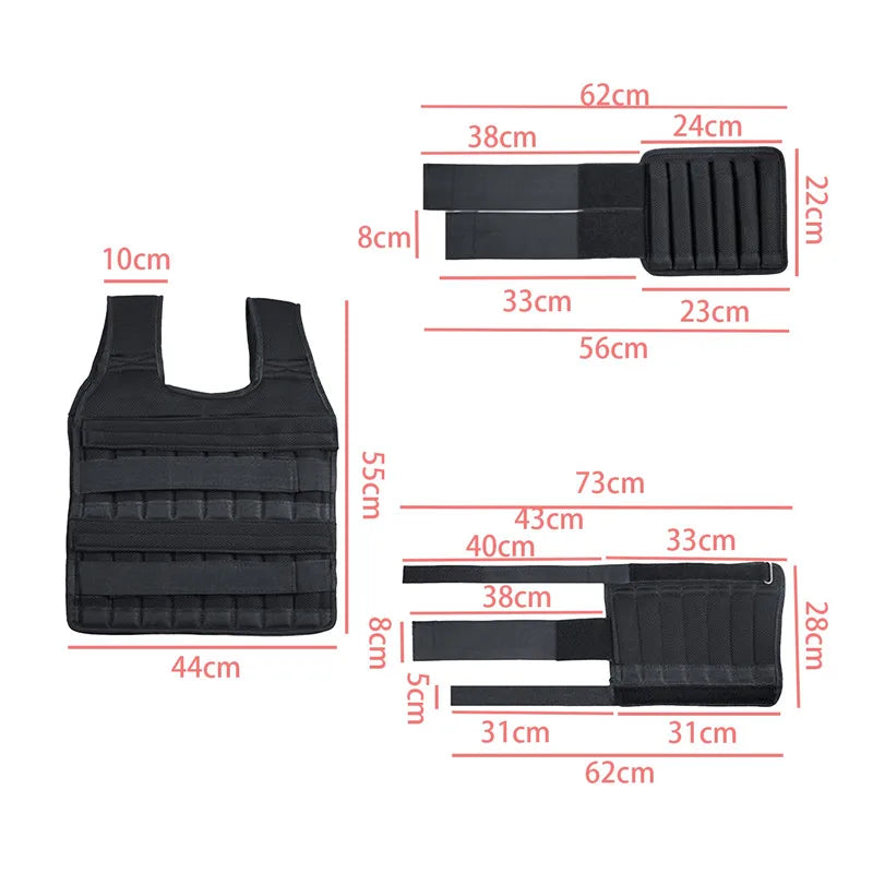 15-50kg Adjustable Weight Vest Weighted Fitness Training Set