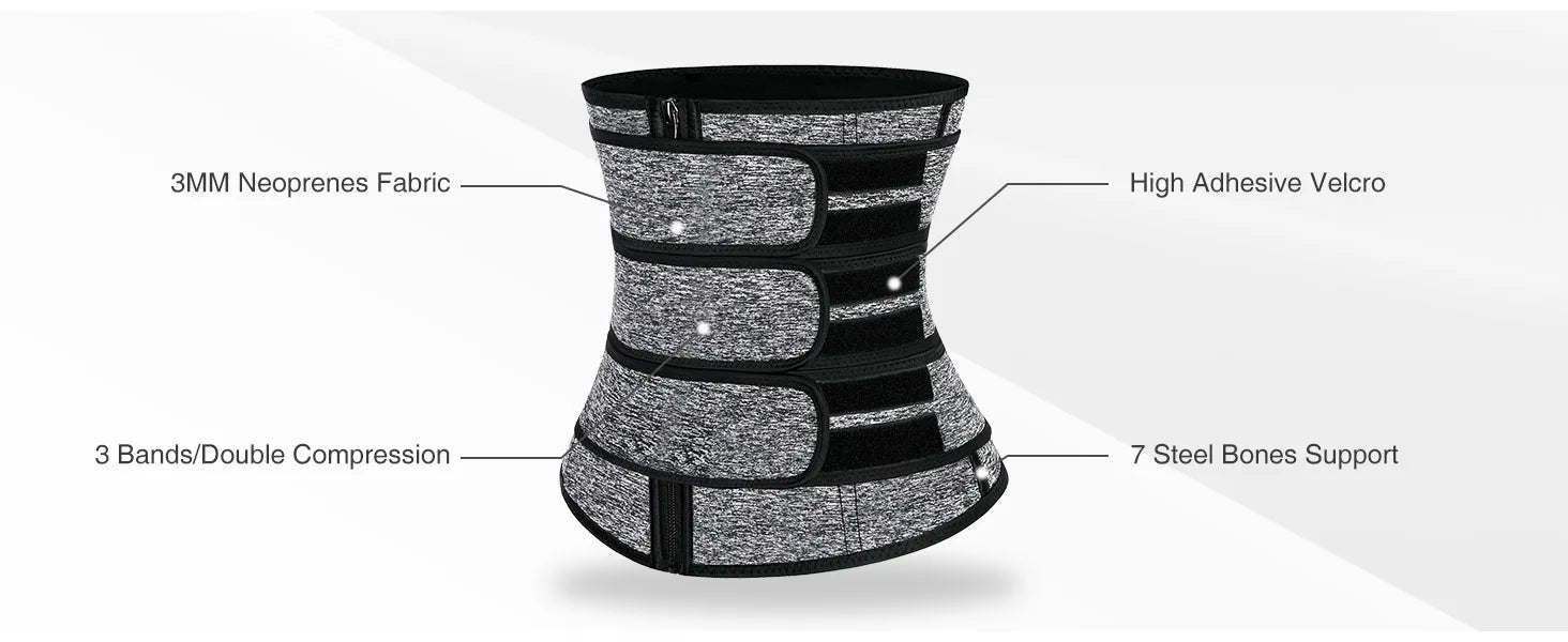 Women Waist Trainer Cincher 3 Straps - Tummy Control Sweat