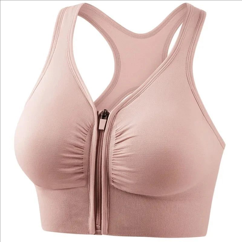 Women s sports bra fitness top front zipper design sports