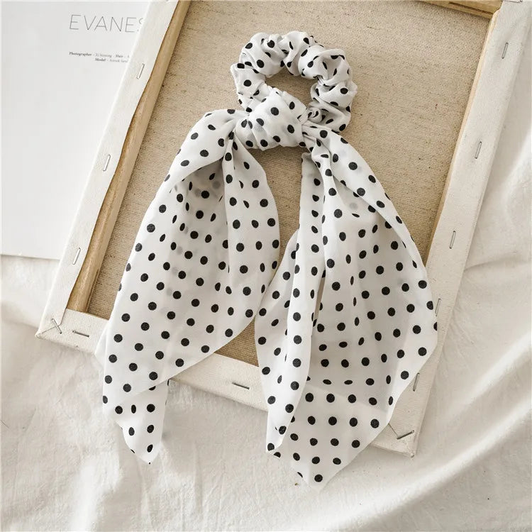 Fashion Leopard Print Bow Satin Long Ribbon Ponytail Scarf