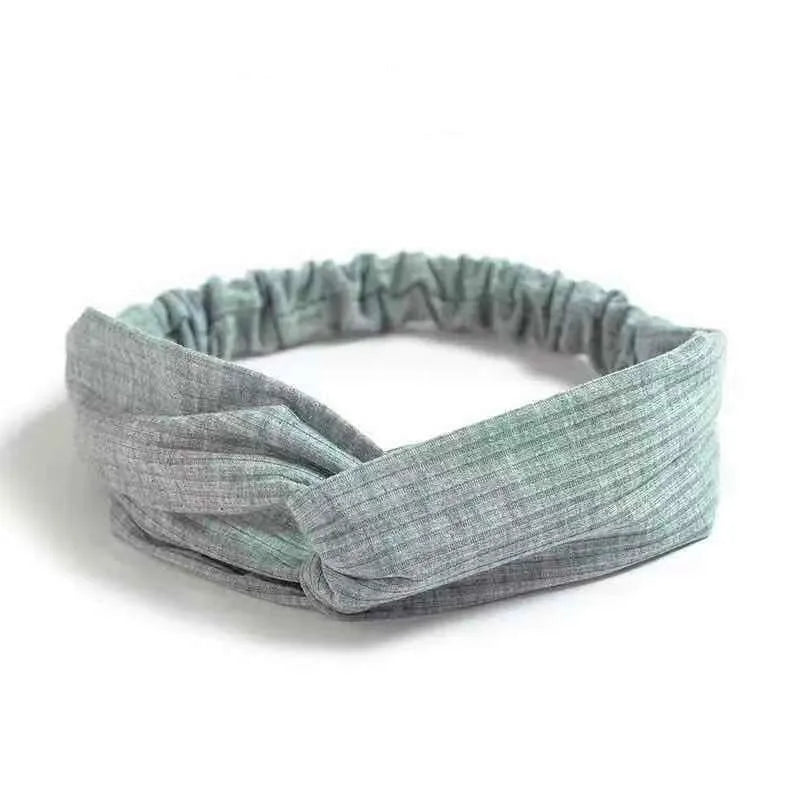 New Boho Women Soft Solid Print Headbands Vintage Cross Knot
