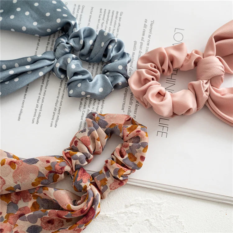 Fashion Leopard Print Bow Satin Long Ribbon Ponytail Scarf