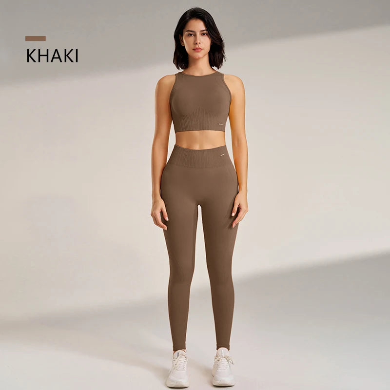 Yoga Clothing Set Women s High Waisted Leggings Top Two
