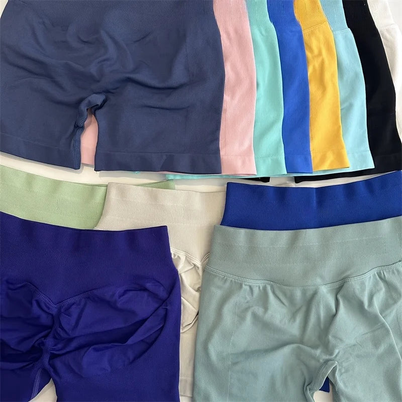 Yoga Shorts Low Ribbed Band Yoga Shorts Seamless Scrunch Bum