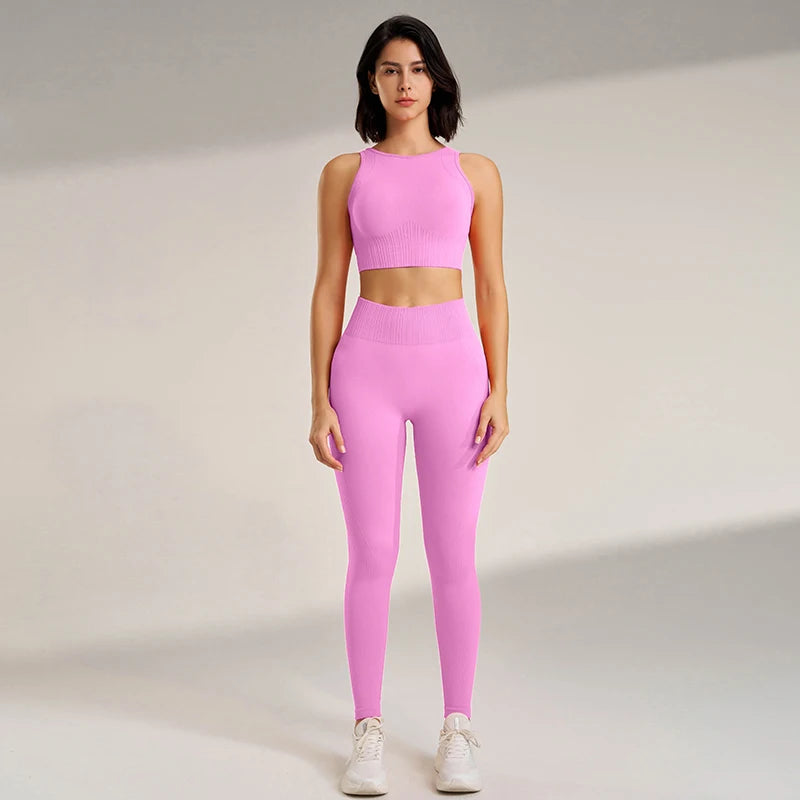 Yoga Clothing Set Women s High Waisted Leggings Top Two