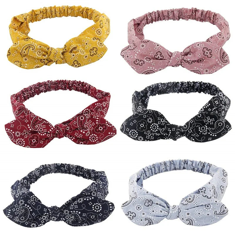 New Boho Women Soft Solid Print Headbands Vintage Cross Knot