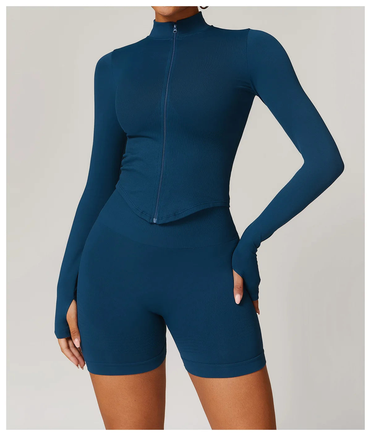 Zipper Jacket Women Crop Tops Yoga T-shirts Solid Sports Top