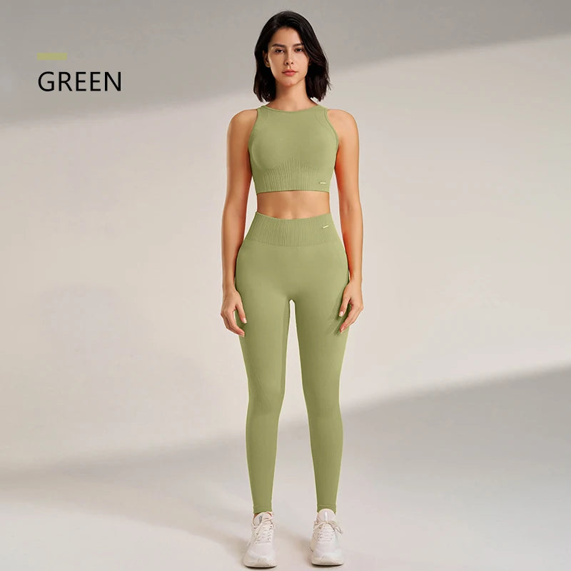 Yoga Clothing Set Women s High Waisted Leggings Top Two