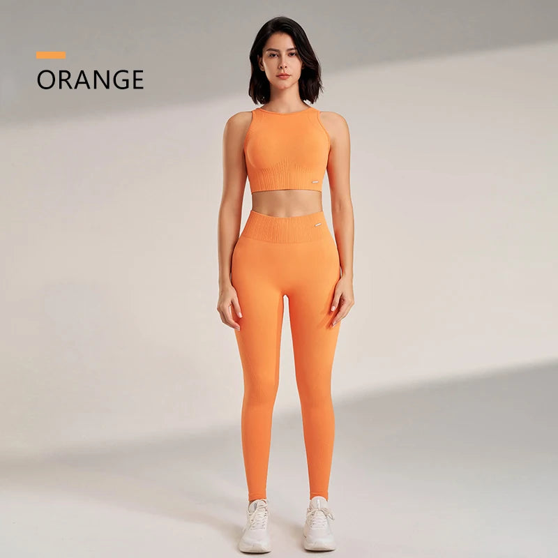 Yoga Clothing Set Women s High Waisted Leggings Top Two