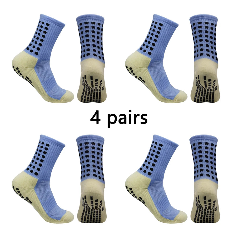 4 pairs of men s soccer socks non-slip grip pad football
