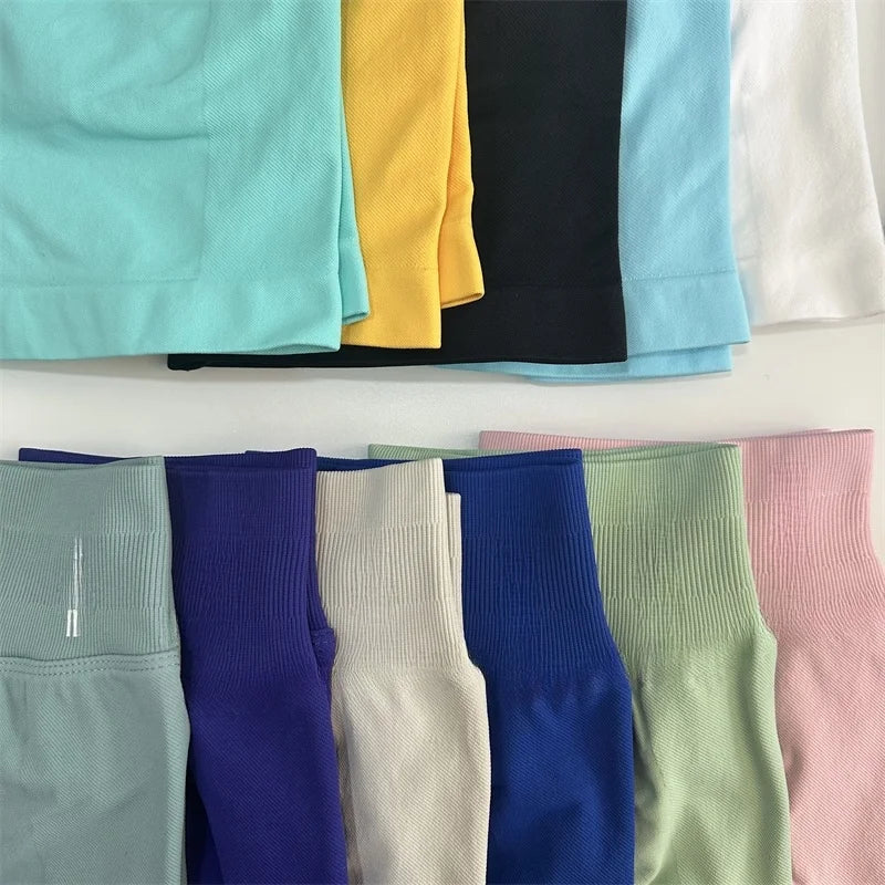 Yoga Shorts Low Ribbed Band Yoga Shorts Seamless Scrunch Bum