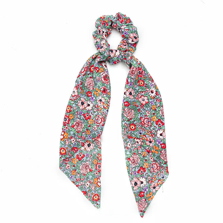 Fashion Leopard Print Bow Satin Long Ribbon Ponytail Scarf