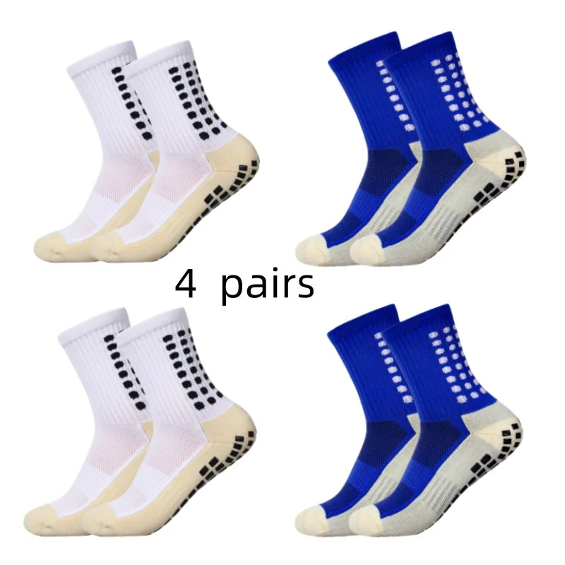 4 pairs of men s soccer socks non-slip grip pad football