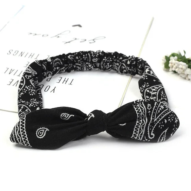 New Boho Women Soft Solid Print Headbands Vintage Cross Knot