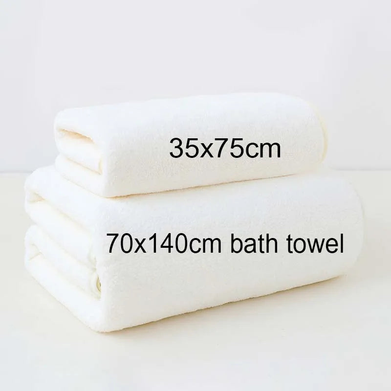 Coral Fleece Thickened Towel Bath Towel Set Solid Color Soft