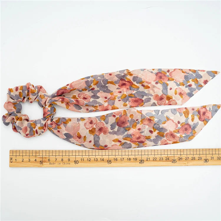 Fashion Leopard Print Bow Satin Long Ribbon Ponytail Scarf