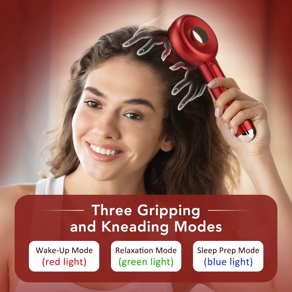 3 Colors LED Light Therapy Scalp Massage Brush Hair Growth