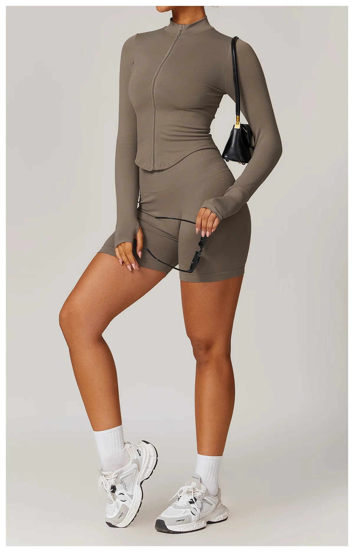 Zipper Jacket Women Crop Tops Yoga T-shirts Solid Sports Top