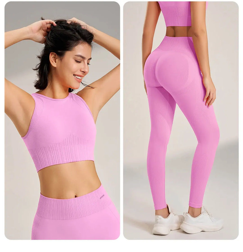 Yoga Clothing Set Women s High Waisted Leggings Top Two