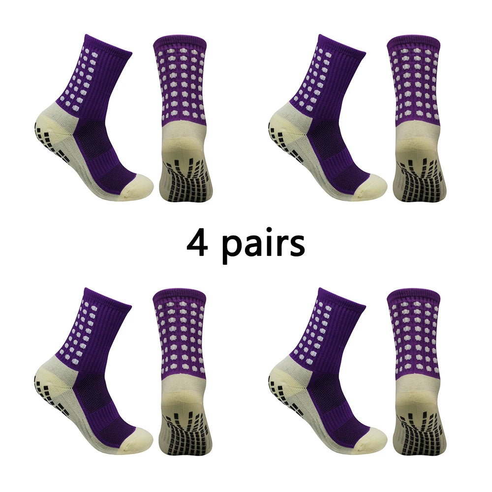 4 pairs of men s soccer socks non-slip grip pad football