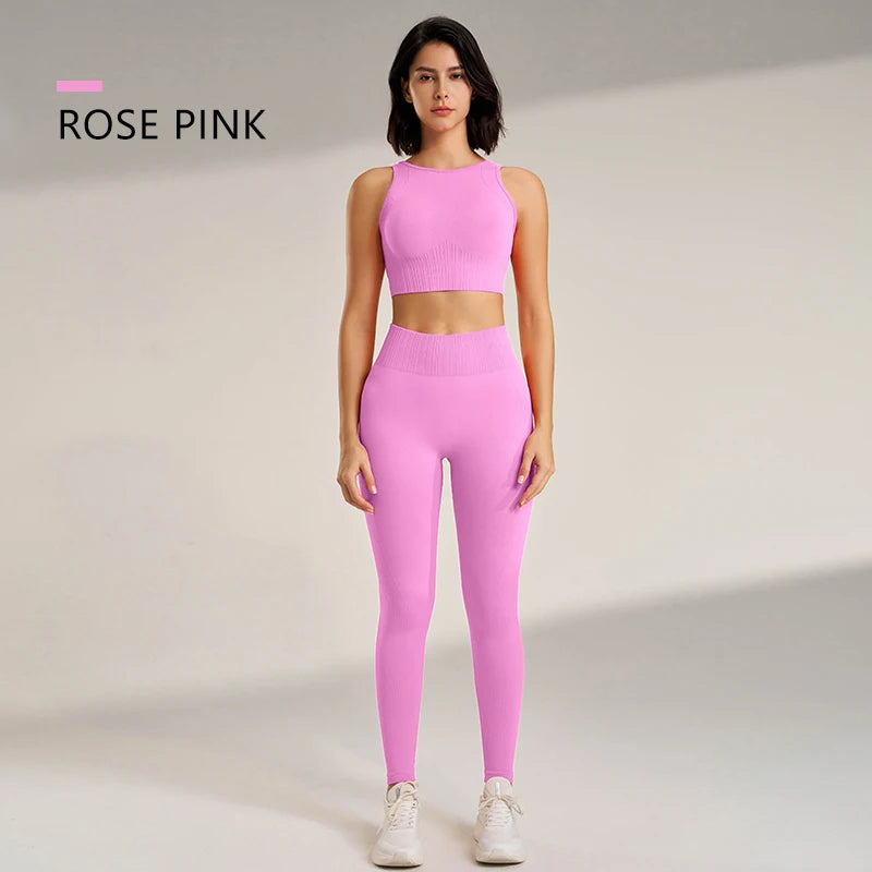 Yoga Clothing Set Women s High Waisted Leggings Top Two