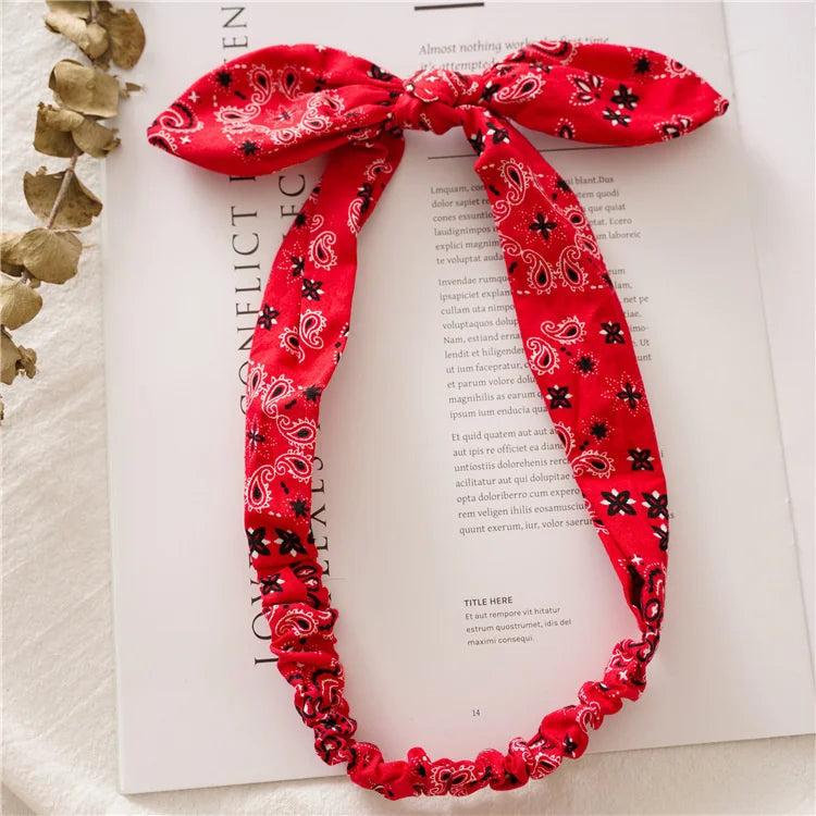 New Boho Women Soft Solid Print Headbands Vintage Cross Knot
