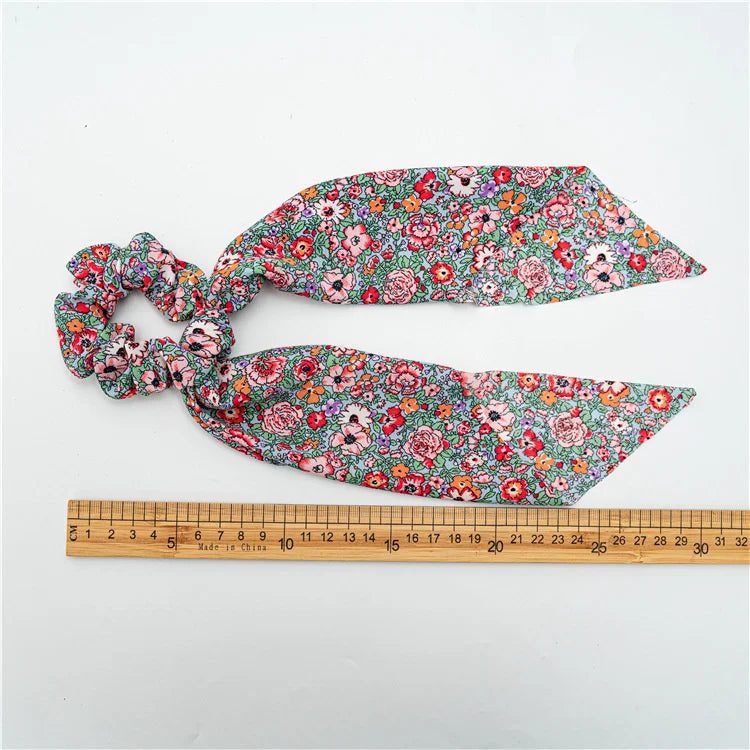 Fashion Leopard Print Bow Satin Long Ribbon Ponytail Scarf