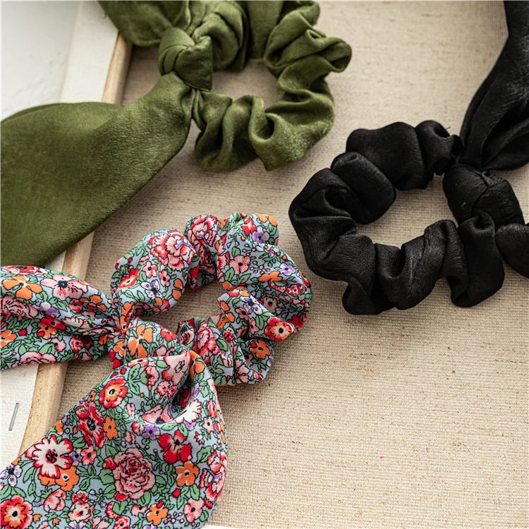 Fashion Leopard Print Bow Satin Long Ribbon Ponytail Scarf