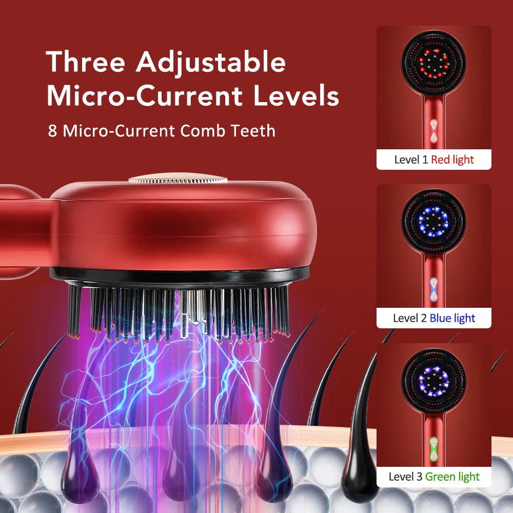 3 Colors LED Light Therapy Scalp Massage Brush Hair Growth