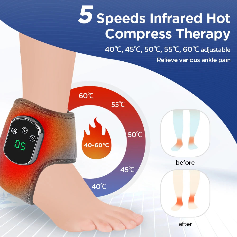 Electric Foot Ankle Massager Heat Vibration Cordless Heating