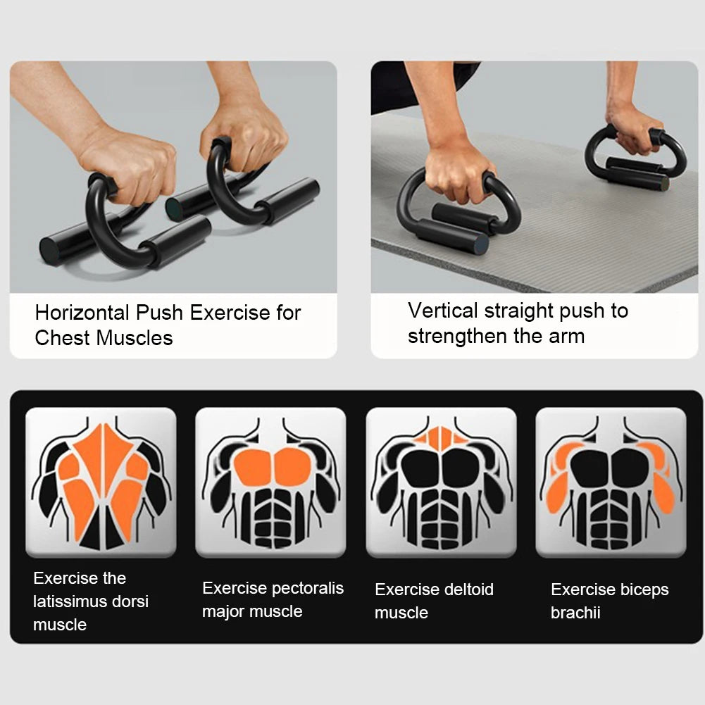 S Shape Push-up Handles No-Slip Foam Handle Push Up Stand