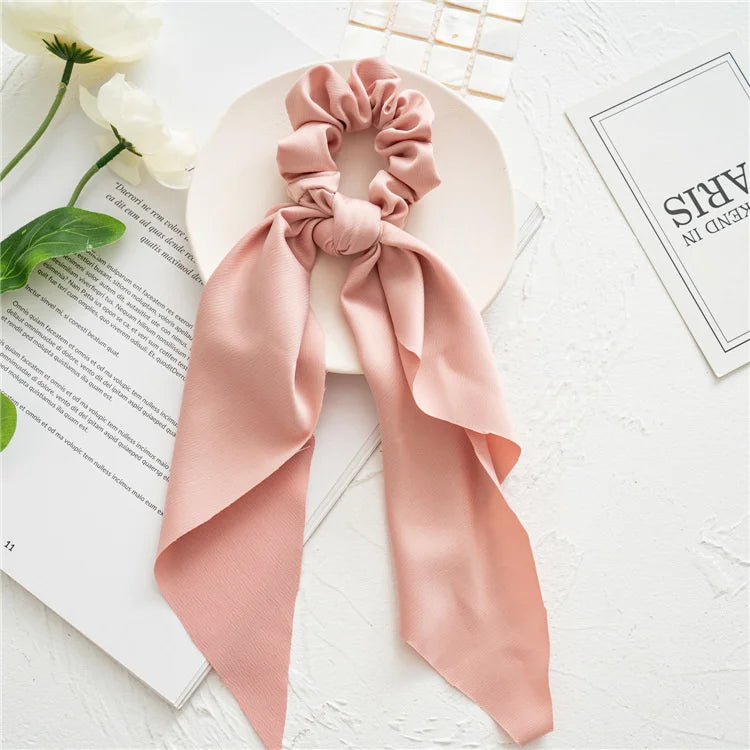 Fashion Leopard Print Bow Satin Long Ribbon Ponytail Scarf