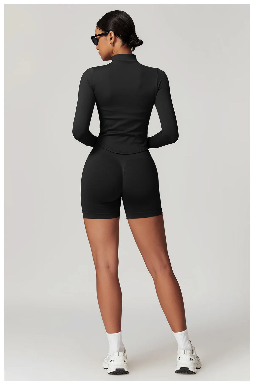 Zipper Jacket Women Crop Tops Yoga T-shirts Solid Sports Top