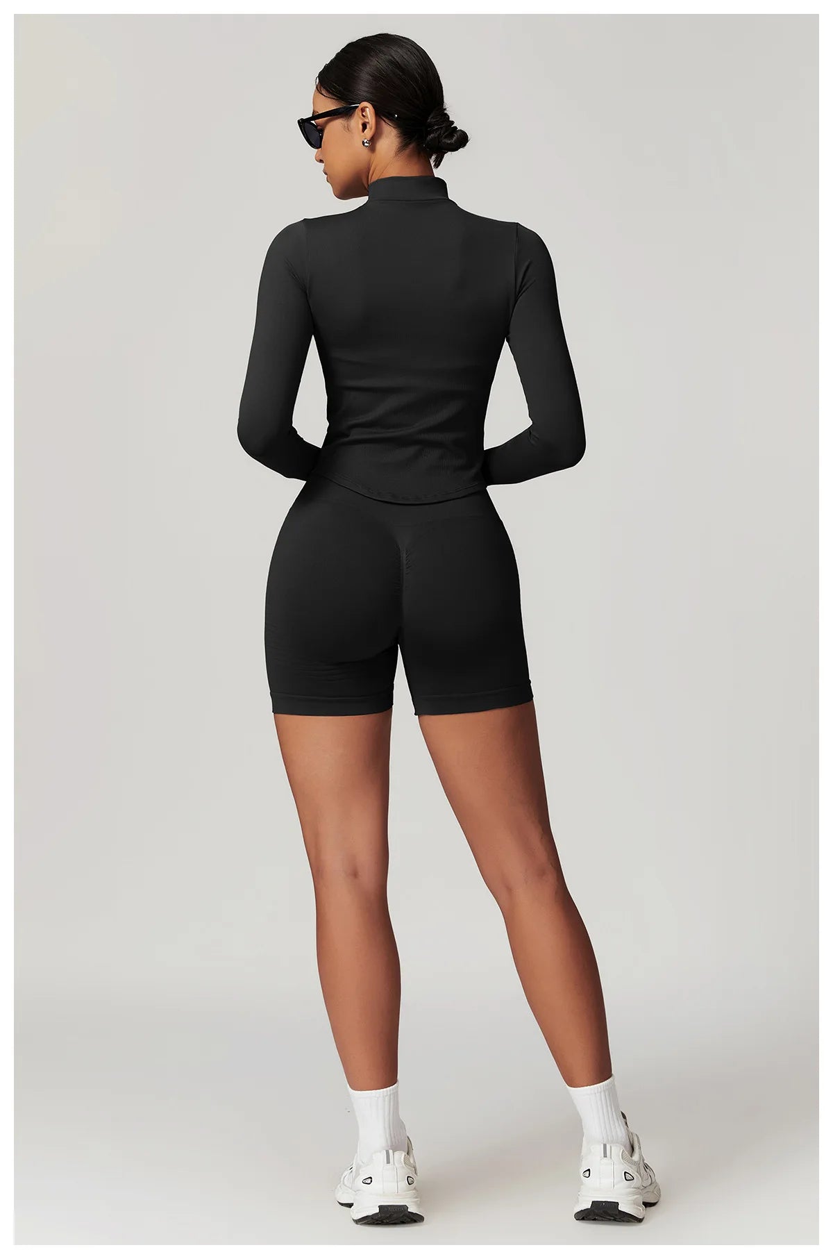 Zipper Jacket Women Crop Tops Yoga T-shirts Solid Sports Top
