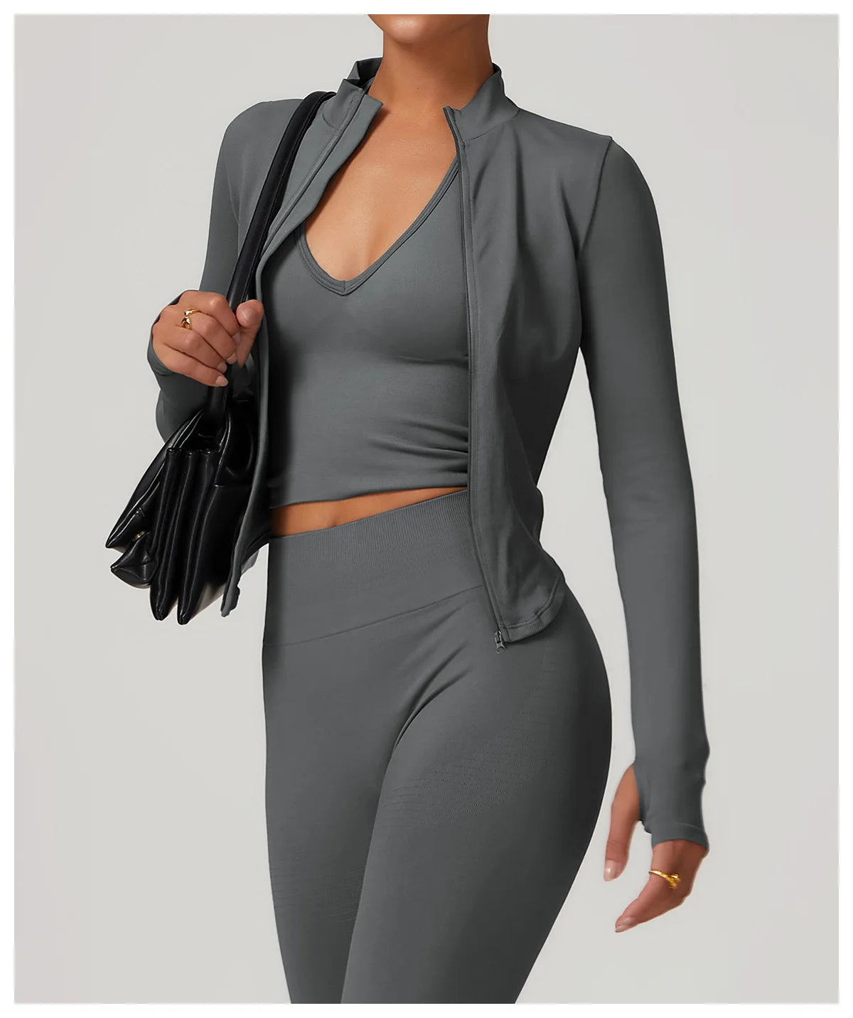 Zipper Jacket Women Crop Tops Yoga T-shirts Solid Sports Top