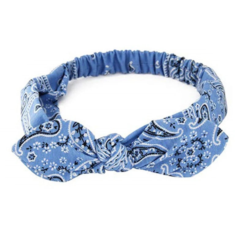 New Boho Women Soft Solid Print Headbands Vintage Cross Knot