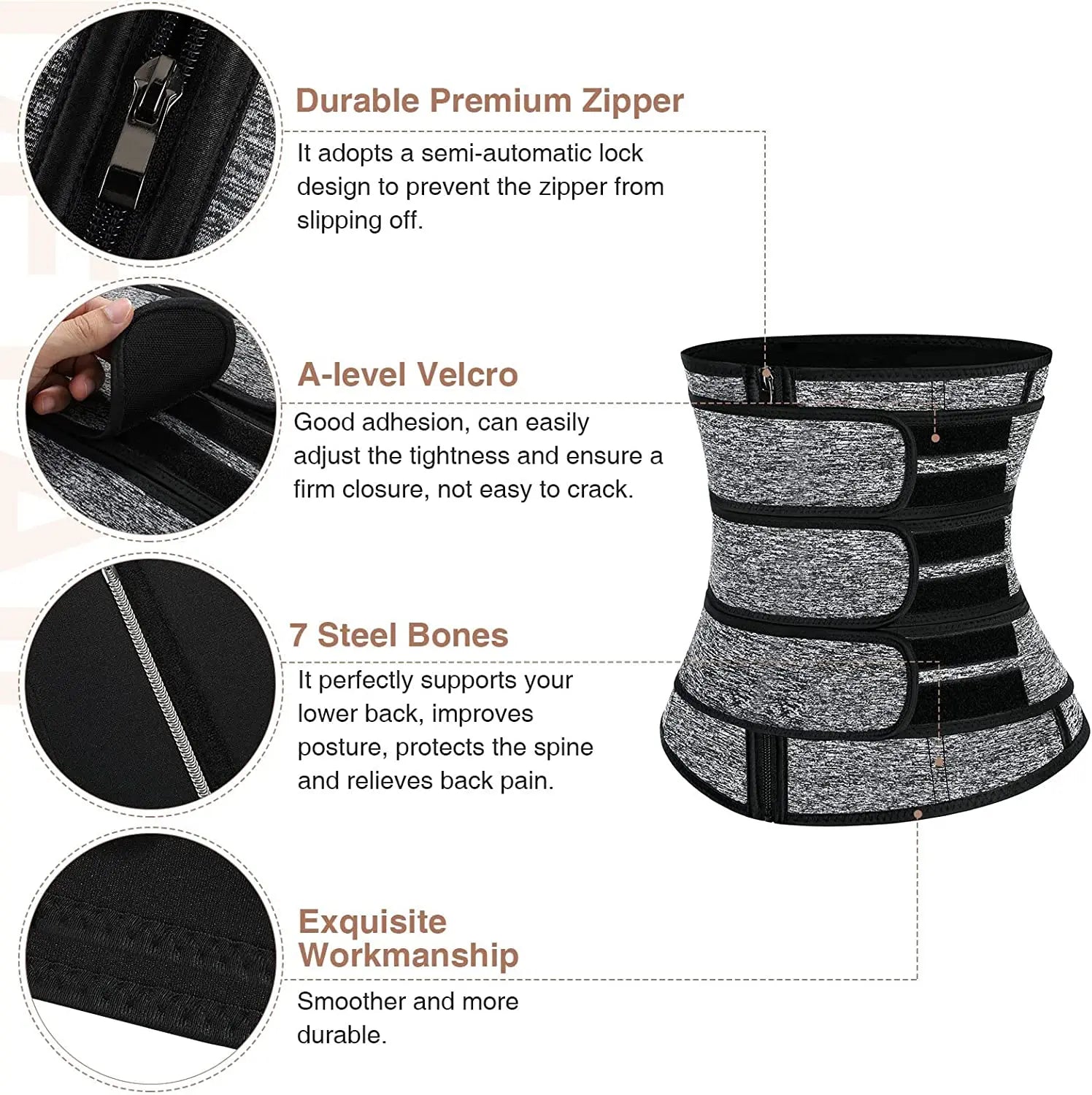 Women Waist Trainer Cincher 3 Straps - Tummy Control Sweat