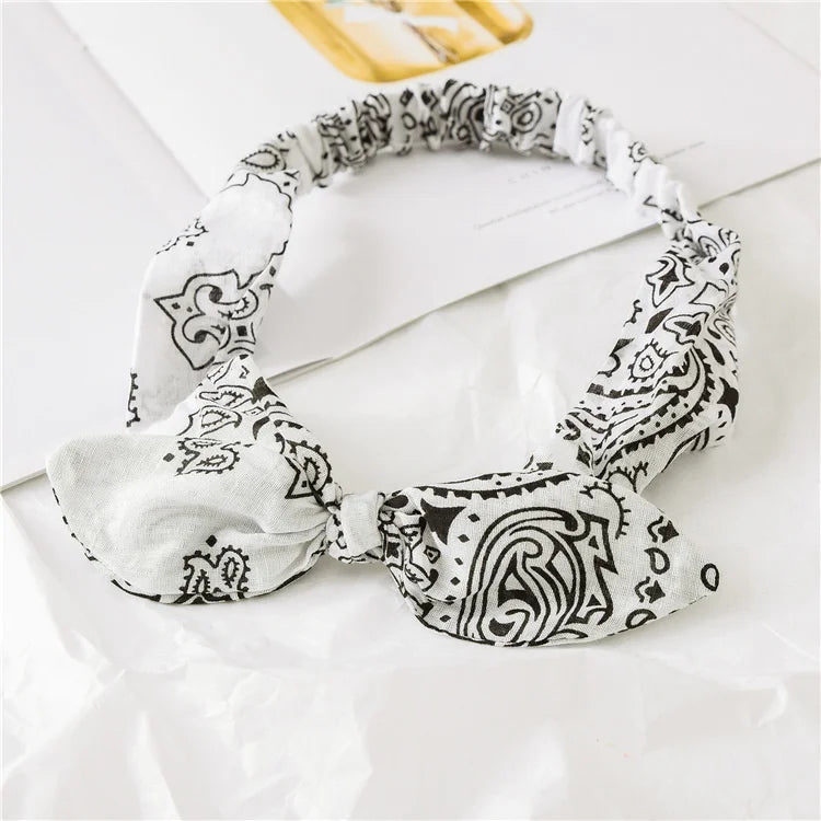 New Boho Women Soft Solid Print Headbands Vintage Cross Knot