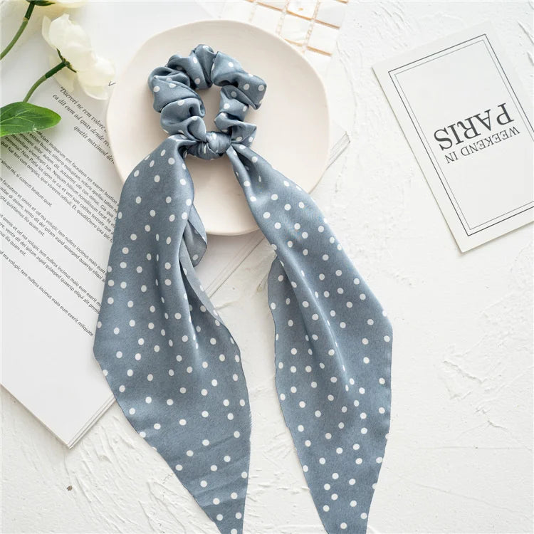 Fashion Leopard Print Bow Satin Long Ribbon Ponytail Scarf